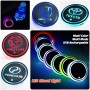 LED Car Cup Holder Lights Mats Pad Colorful RGB Drink Coaster Accessories Interior Decoration Atmosphere Compatible