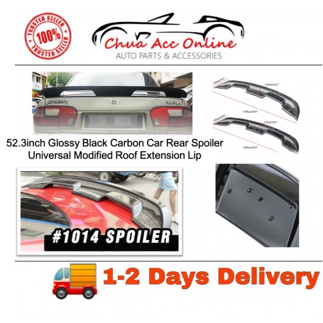 52.3inch Glossy Black Carbon Car Rear Spoiler Universal Modified Roof Extension Lip