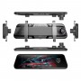 Anytek T12+ 9.66” Rear View Mirror 2.5D Curve Glass Full Touch Screen Dual Lens Recorder DVR