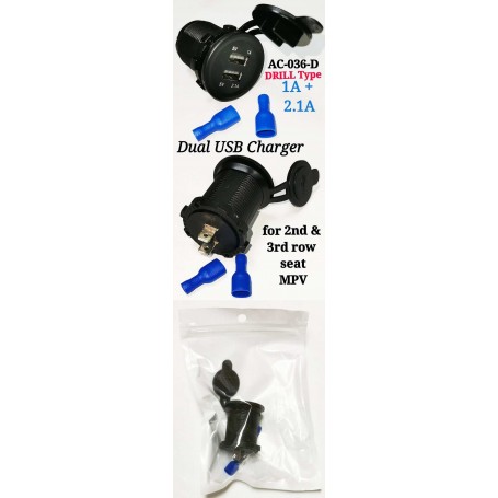 Ac-036-DCar Charger Waterproof 2.1A Dual USB Ports Phone Charger