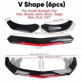 Universal front diffuser bumper lip guard Black + Middle Red